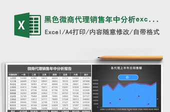 黑色微商代理销售年中分析excel模板
