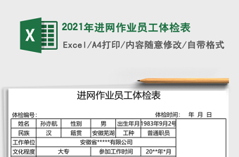 2025年进网作业员工体检表
