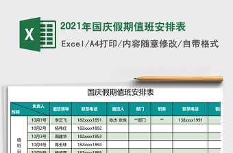 2025年国庆假期值班安排表
