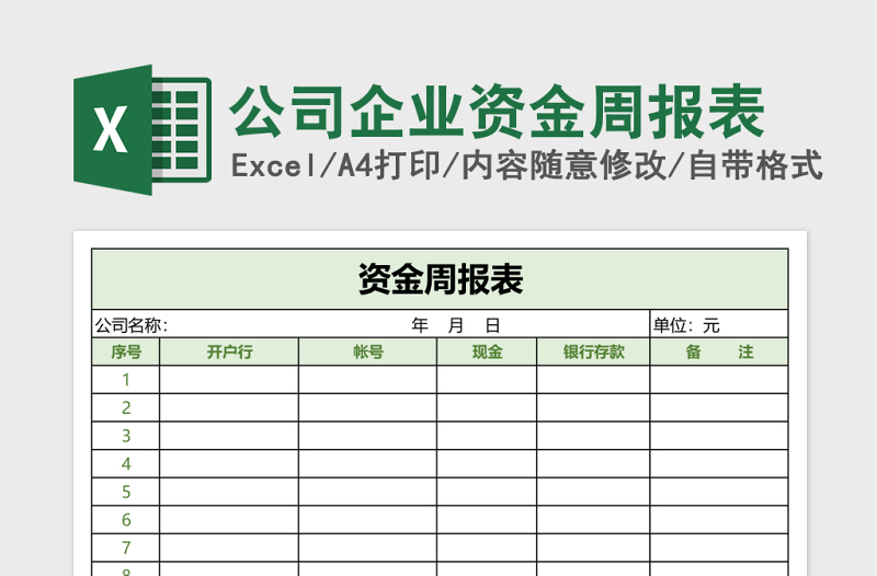 2025公司企业资金周报表