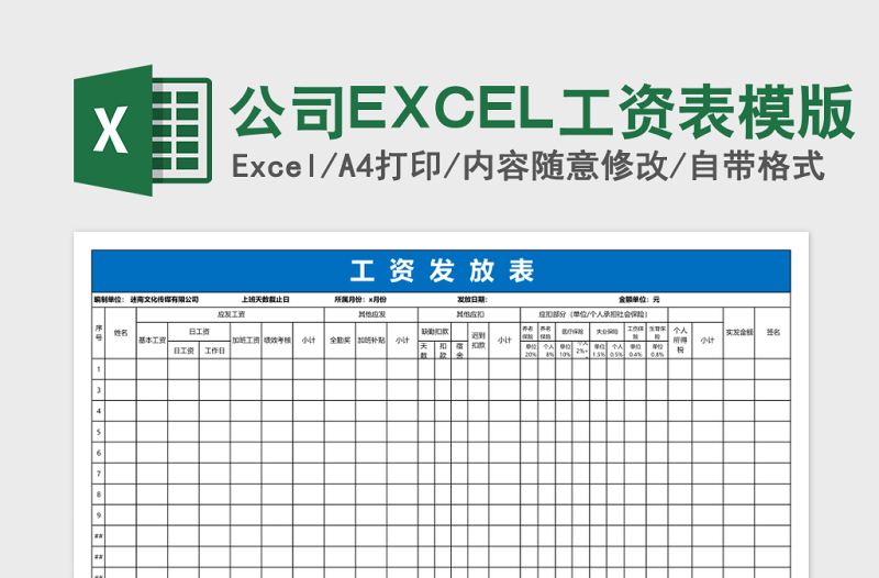 2025公司EXCEL工资表模版