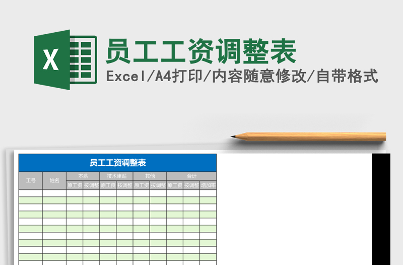 2025员工工资调整表excel模板