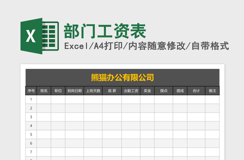 2025部门工资表excel模板