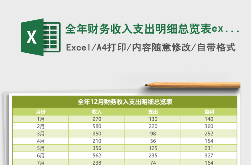 全年财务收入支出明细总览表excel表格下载