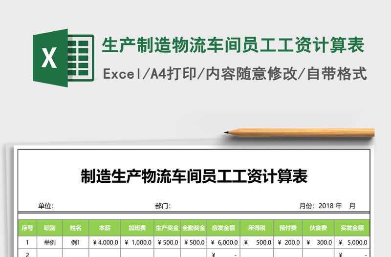 2025生产制造物流车间员工工资计算表