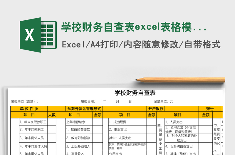 学校财务自查表excel表格模板