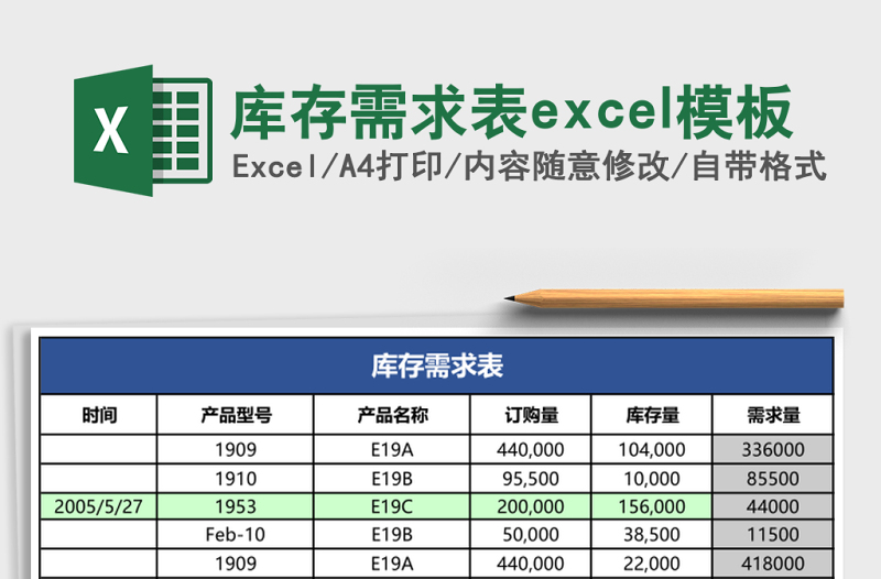 2025库存需求表excel模板