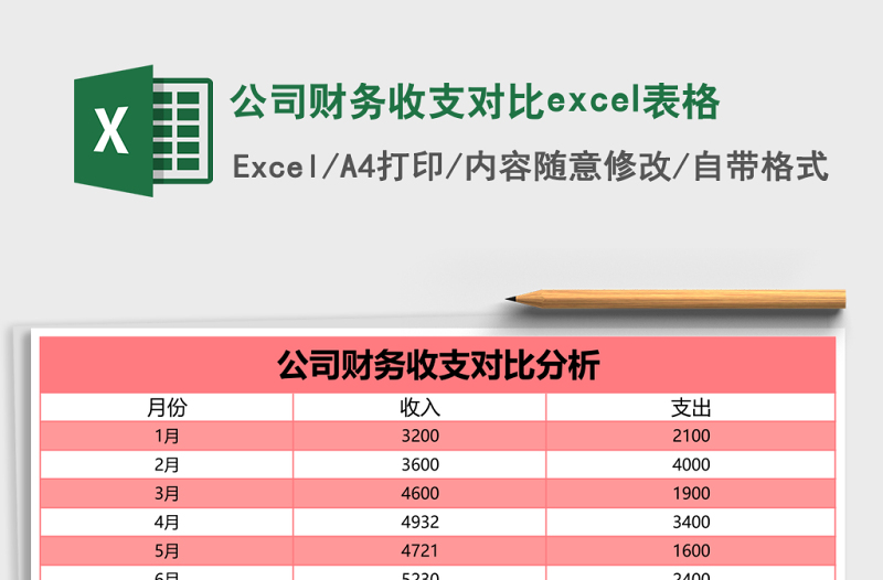 公司财务收支对比excel表格