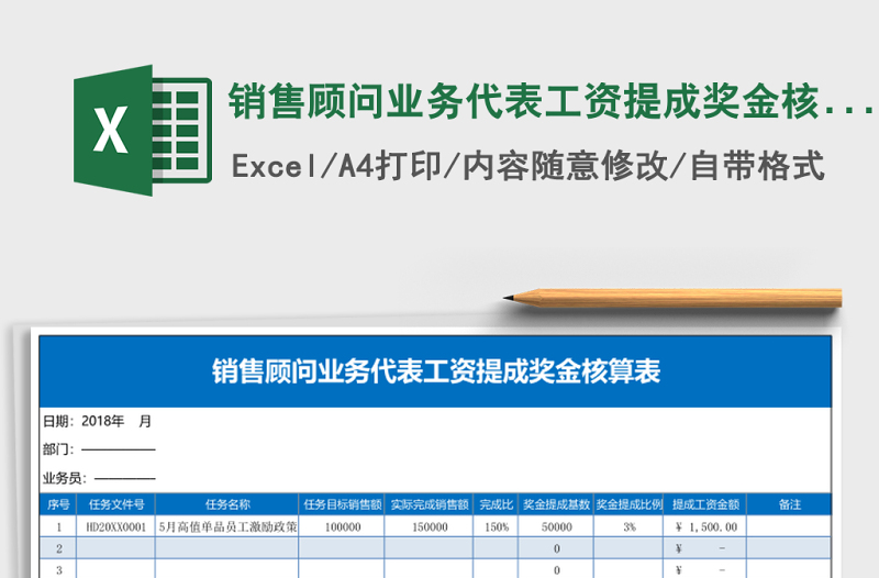 2025销售顾问业务代表工资提成奖金核算表Excel模板
