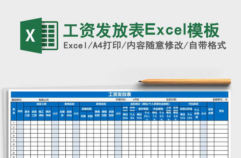 2025工资发放表Excel模板
