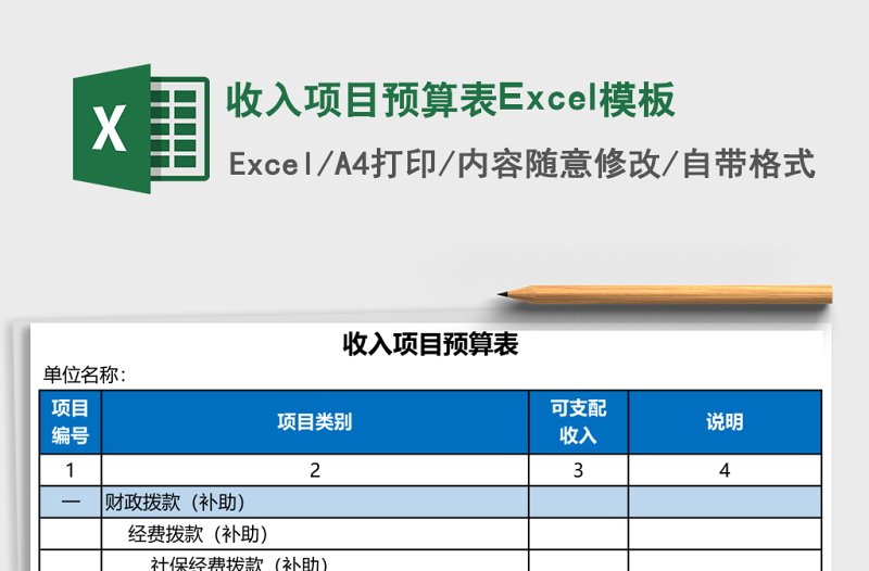 2025收入项目预算表Excel模板