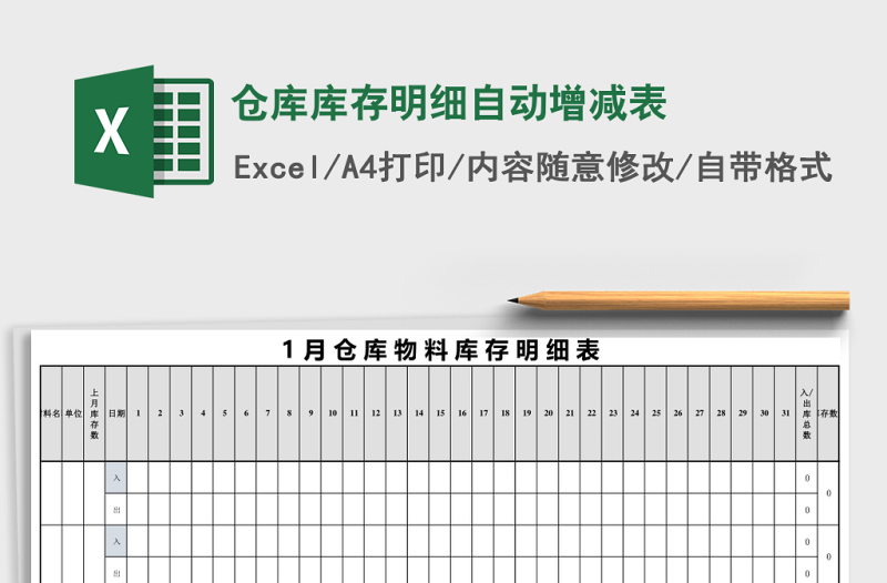 2025仓库库存明细自动增减表