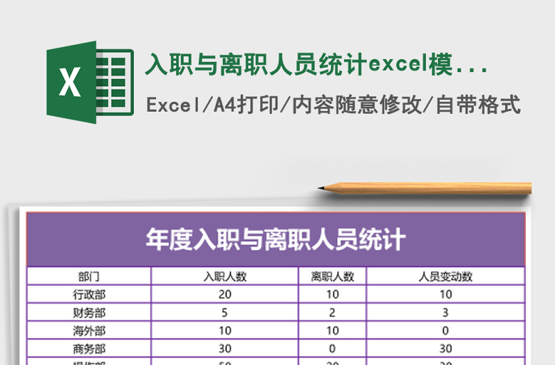 入职与离职人员统计excel模板