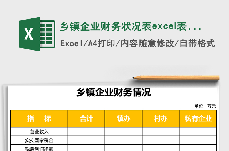 乡镇企业财务状况表excel表格模板