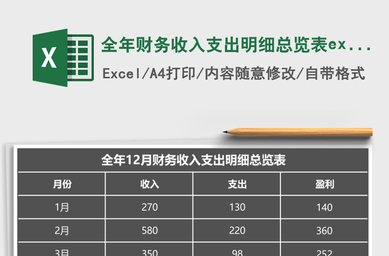 2025全年财务收入支出明细总览表excel模板