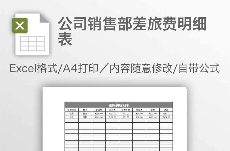公司销售部差旅费明细表