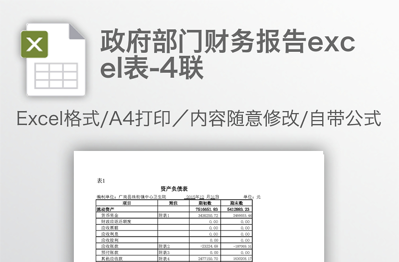 政府部门财务报告excel表-4联