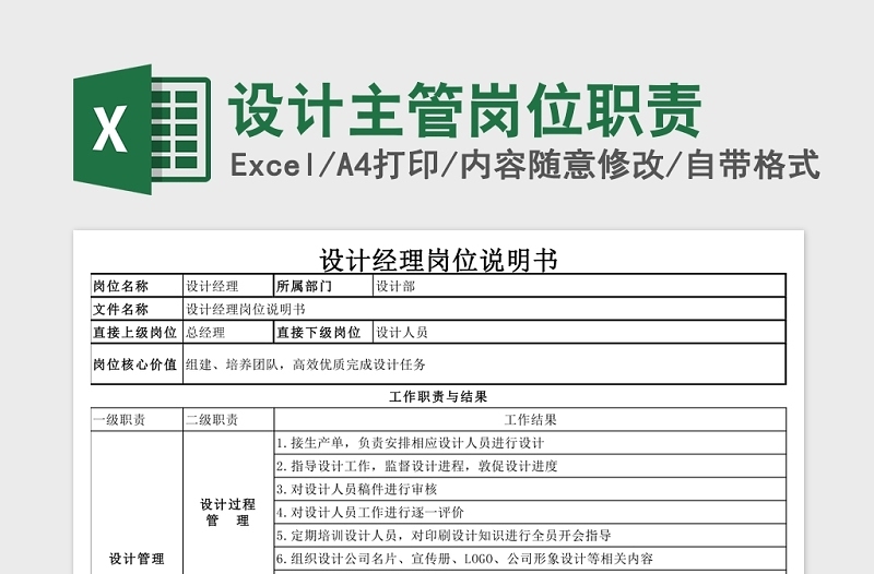 通用主管岗位职责Excel