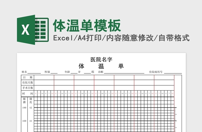 实用体温单模板Excel