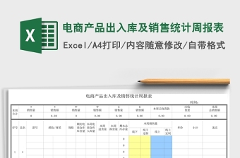 精选电商产品出入库及销售统计周报Excel表