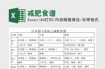 减肥食谱Excel表