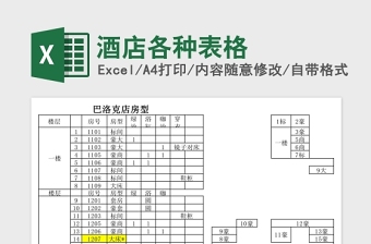 2025酒店各种表格