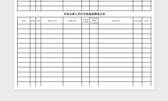 简洁外来人员体温检测登记表Excel