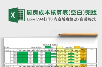 精美厨房成本核算表Excel