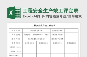 2025工程安全生产竣工评定表Excel