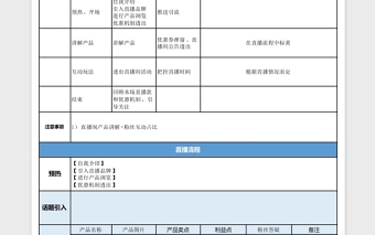 简洁电商带货直播脚本模板Excel