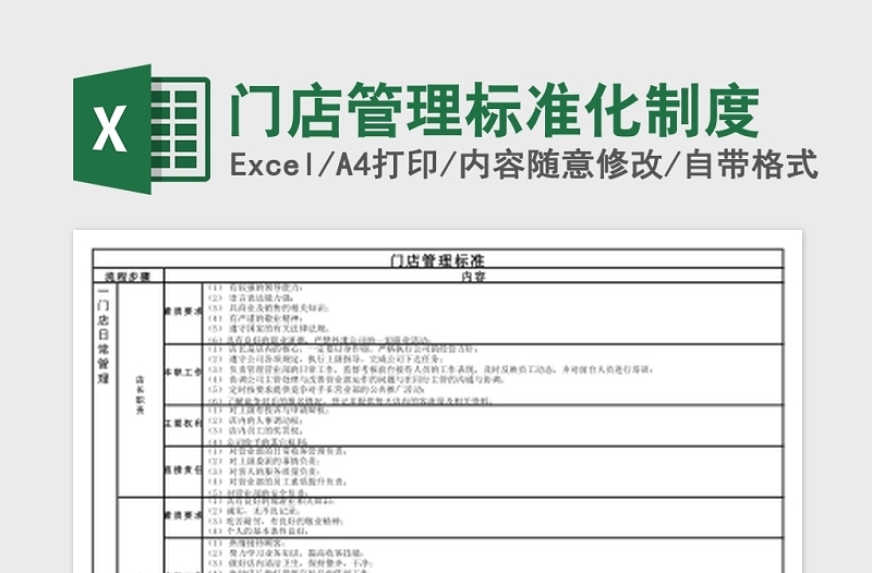 门店管理标准化制度表-含详细内容免费下载