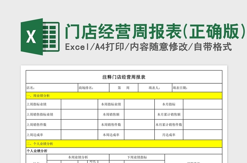 门店经营周报表(正确版)