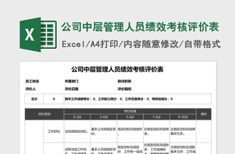 公司中层管理人员绩效考核评价下载