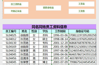 员工资料套表系统excel表格下载