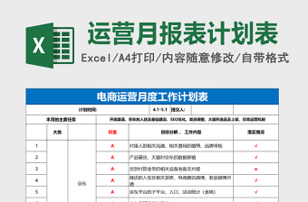 运营月报表计划表免费下载