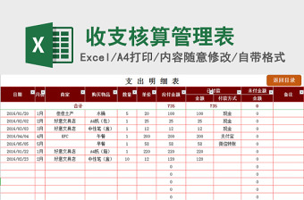 收支核算管理系统excel表格模板