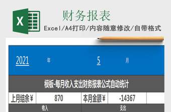 2025每月收入支出财务报表自动统计excel表格