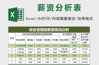 综合管理部薪资分析表excel模板