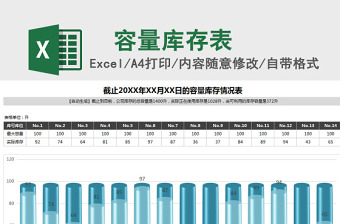 容量库存情况统计精美形象柱状图excel表格下载