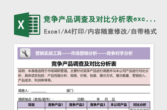 竞争产品调查及对比分析表excel模板