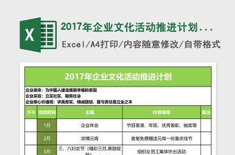 2024年企业文化活动推进计划excel