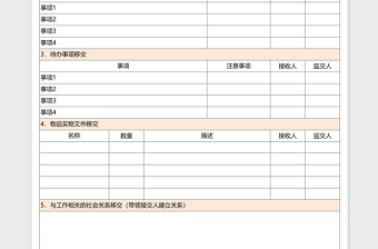 工作交接清单可作为离职调岗人员使用excel模板