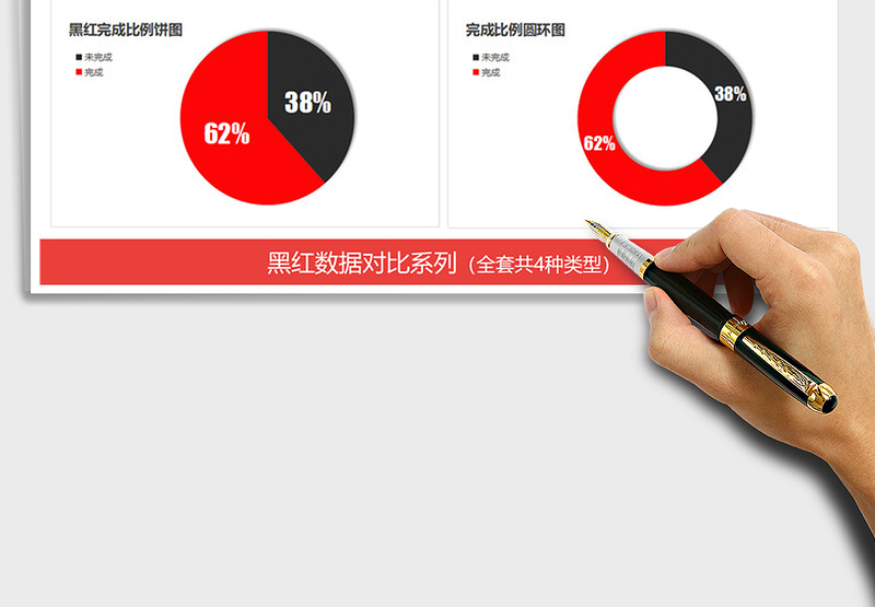 2025年黑红数据对比图表 财务营销报表数据可视化