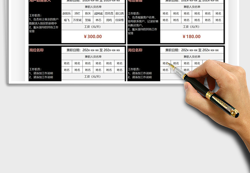 2025年兼职人员工作分配表