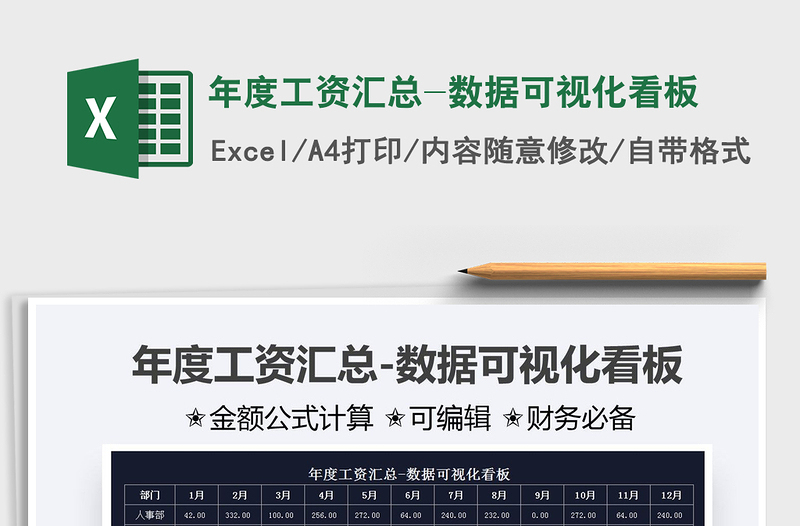 2025年度工资汇总-数据可视化看板免费下载