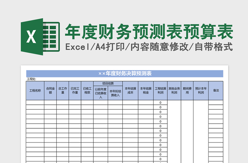 年度财务预测表预算表下载