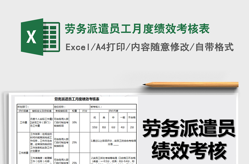 2025年劳务派遣员工月度绩效考核表