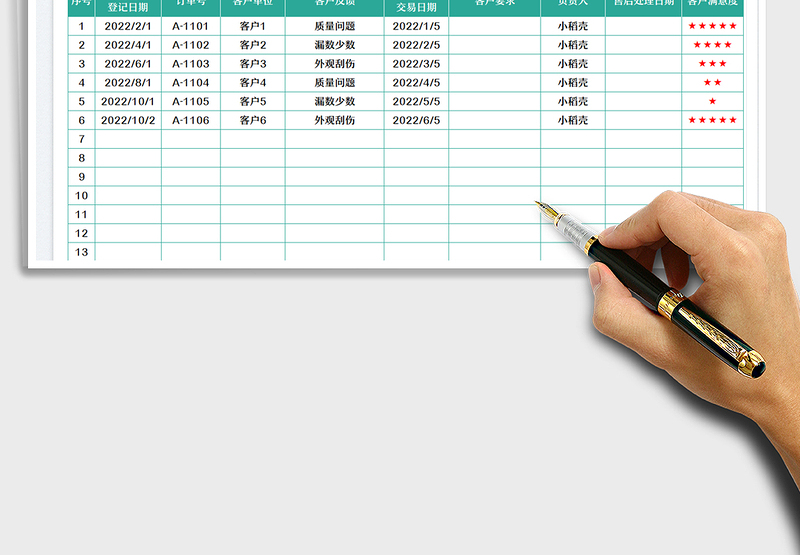 2025售后管理登记表免费下载