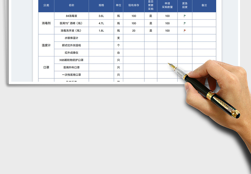 2024疫情防控物资统计表excel表格