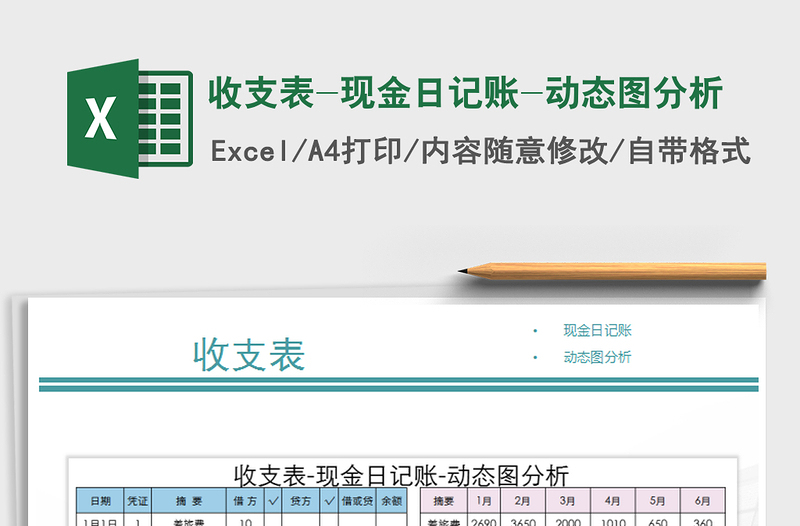 2025年收支表-现金日记账-动态图分析